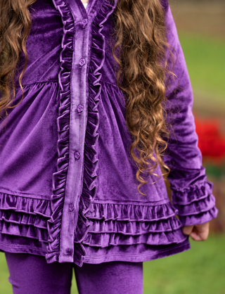 Pretty In Purple Velvet Cardigan Set **Pre-Order ETA Early January**