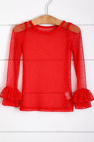 Red- All-American Lace Layering Top  **Pre-Order ETA ships Mid May**