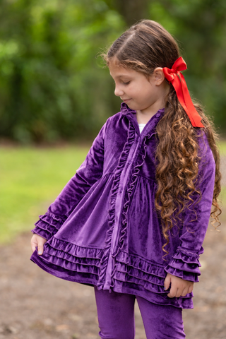 Pretty In Purple Velvet Cardigan Set **Pre-Order ETA Early January**