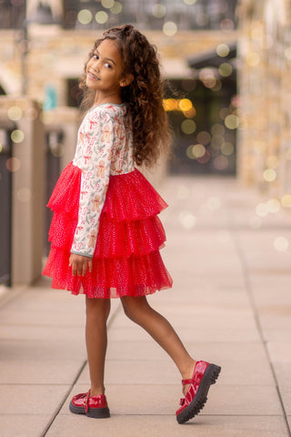 Gingerbread Sparkle Tulle Dress **Pre-Order ETA end of November**