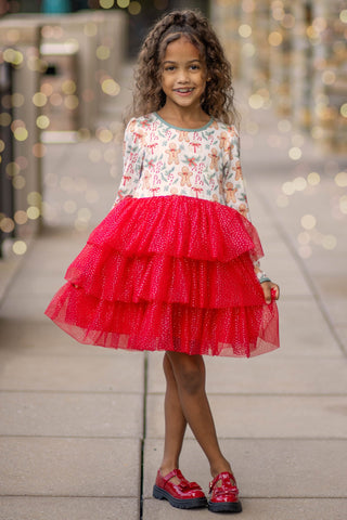 Gingerbread Sparkle Tulle Dress **Pre-Order ETA end of November**