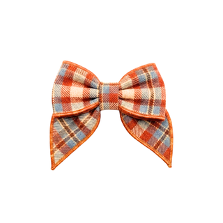 Cinnamon Sapphire Plaid Hair Bow **Pre-Order Mid October**