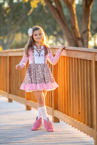 Love Me Deerly Velvet Pinafore Set- Ready to Ship!