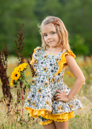 Sunflower Fields Pinafore Set **Limited Pre-Sale (already in production) ships mid September**