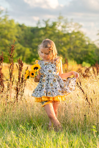 Sunflower Fields Pinafore Set