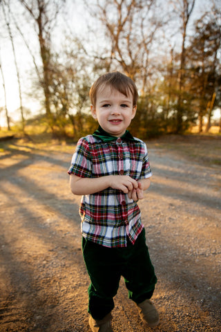 Evergreen Tartan Boy Shirt -Ready to Ship!