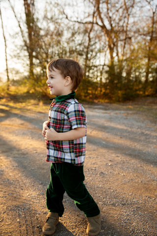Evergreen Tartan Boy Shirt -Ready to Ship!