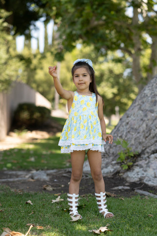 Lemon Drop-Skirted Romper
