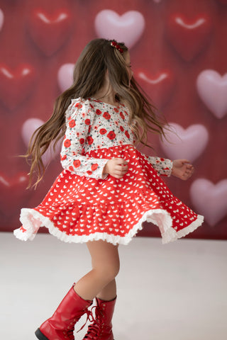 Roses & Heart Twirl Dress
