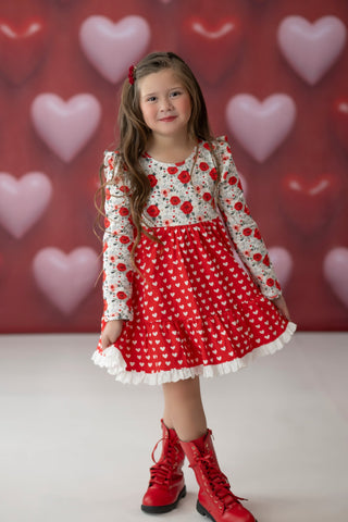 Roses & Heart Twirl Dress