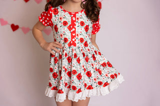 Roses and Hearts Puff Sleeve Playwear