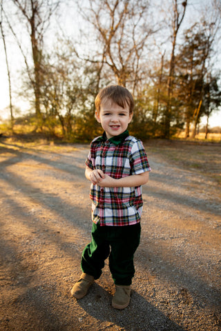 Evergreen Tartan Boy Shirt -Ready to Ship!