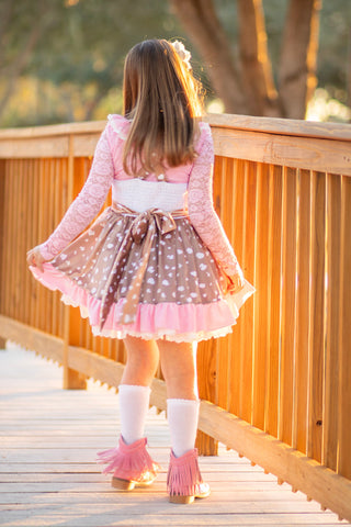 Love Me Deerly Velvet Pinafore Set- Ready to Ship!