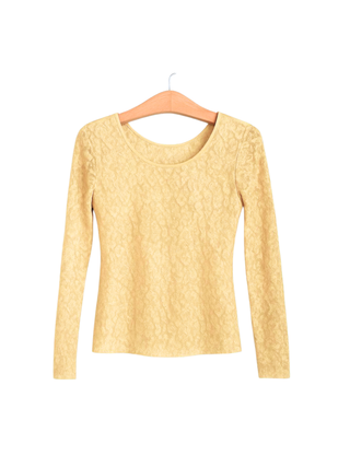 Stardust Shimmer Long Sleeved Gold Lace Cotton Top **Pre-Order ETA mid Dec.**