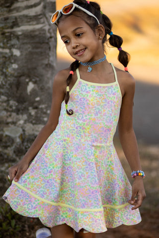 Sunny Neon Glow Scalloped Dress