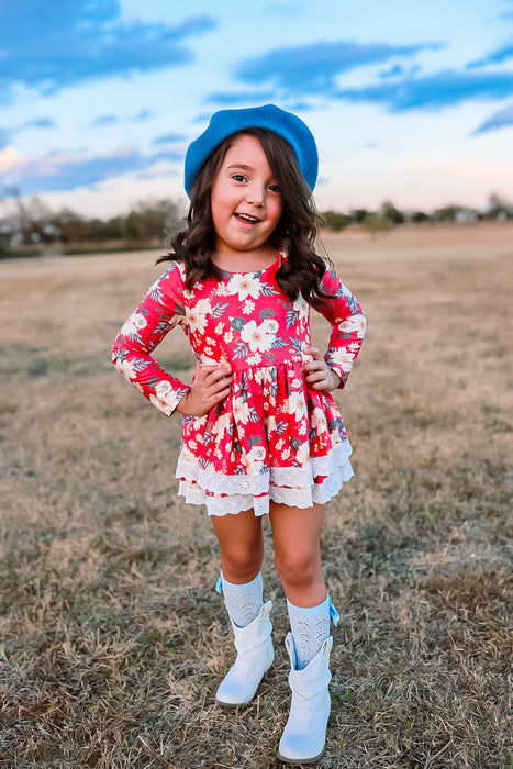 Crimson Skirted Romper