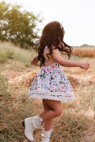 White Floral Dress and Blooms