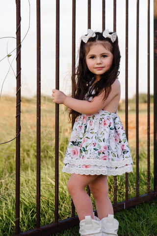 White Floral Dress and Blooms