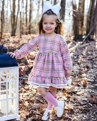 Pink Tartan Plaid Twirl Dress and Bloomers