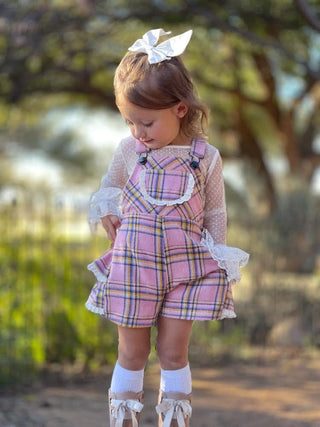 Pink Tartan Plaid Overalls