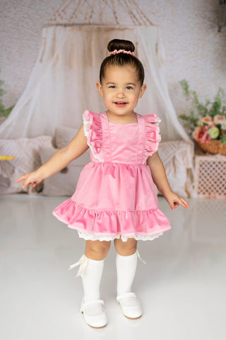 Pink Velvet Pinafore