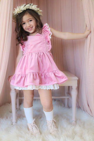 Pink Velvet Pinafore