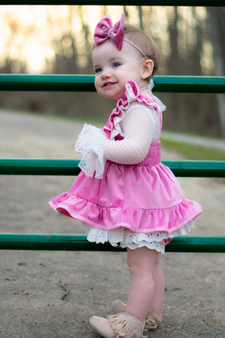 Pink Velvet Pinafore