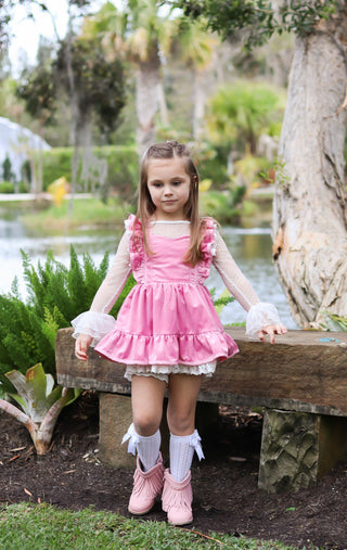 Pink Velvet Pinafore