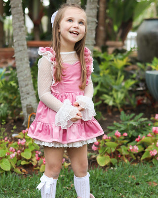 Pink Velvet Pinafore