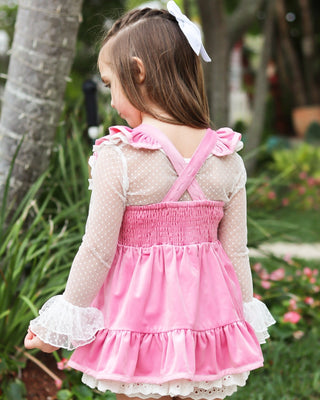 Pink Velvet Pinafore