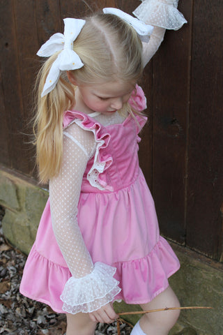 Pink Velvet Pinafore