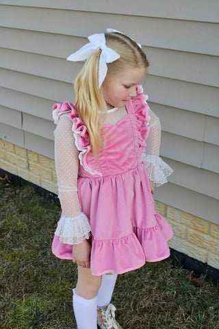 Pink Velvet Pinafore