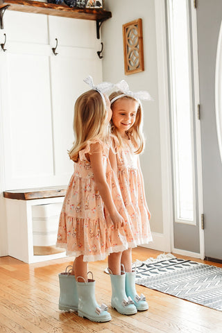 Blushing Bunny-Short Sleeved Flutter Twirl Dress