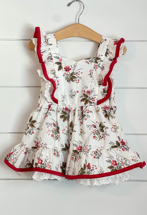 Crimson Floral Pinafore