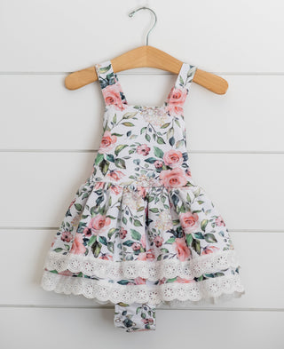 Olivia Skirted Romper- Summer White Floral