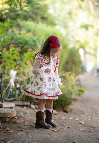 Crimson Floral Pinafore