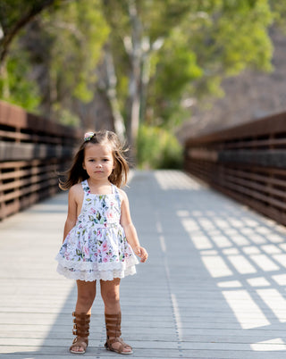 Olivia Skirted Romper- Summer White Floral