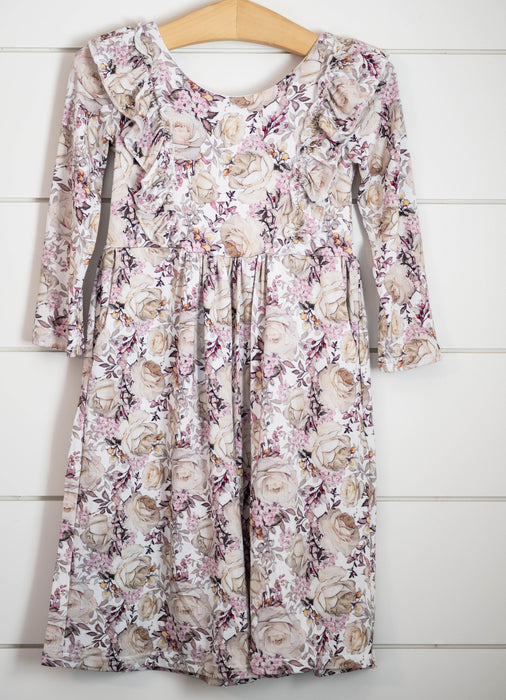 Pink Vintage Floral Leggy Romper- THESE RUN ONE SIZE SHORT-PLEASE SIZE UP ONE SIZE