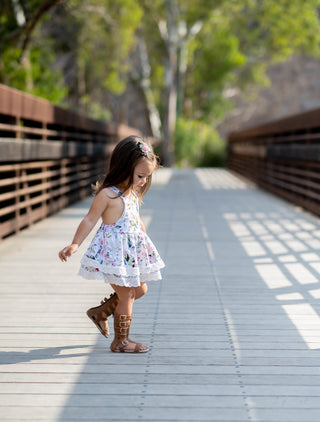 Olivia Skirted Romper- Summer White Floral