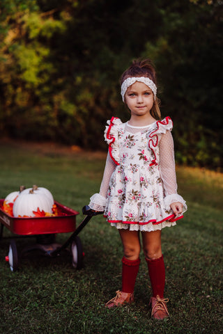Crimson Floral Pinafore